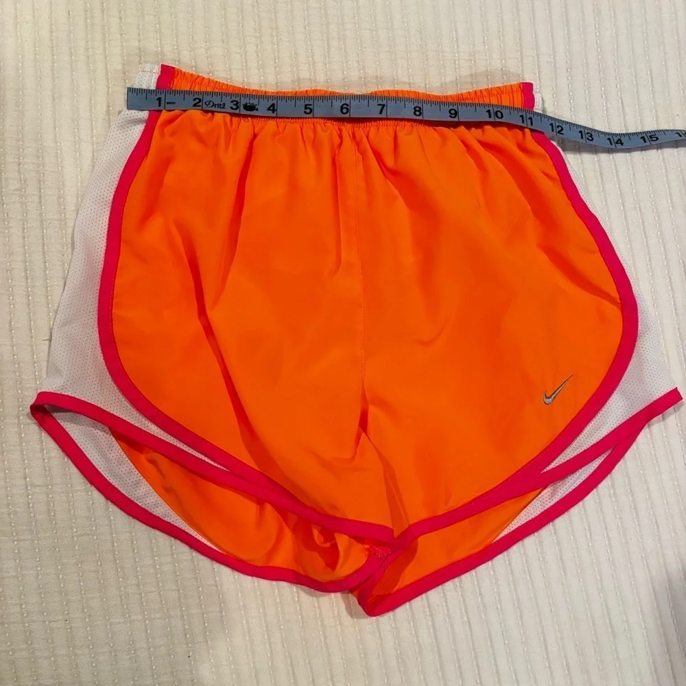 Nike Dri-Fit Women's Running Shorts Neon Orange Pink Lined Size XS 3